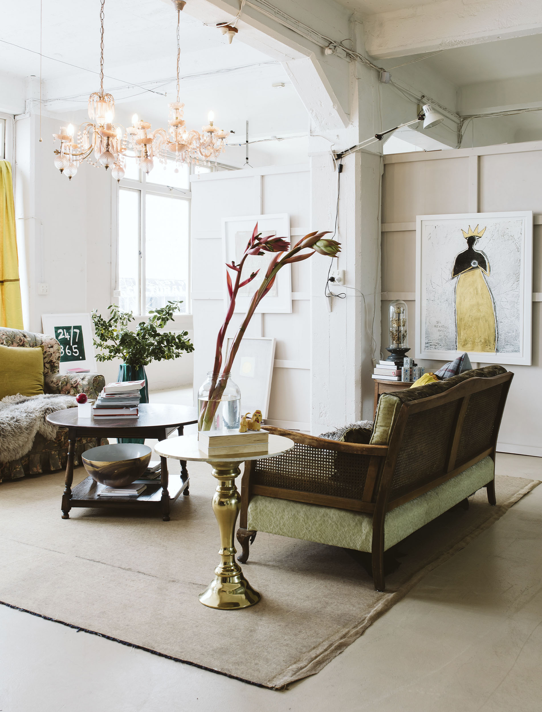 Artist Fleur Wickes’ studio is a masterclass in mixing vintage with modern