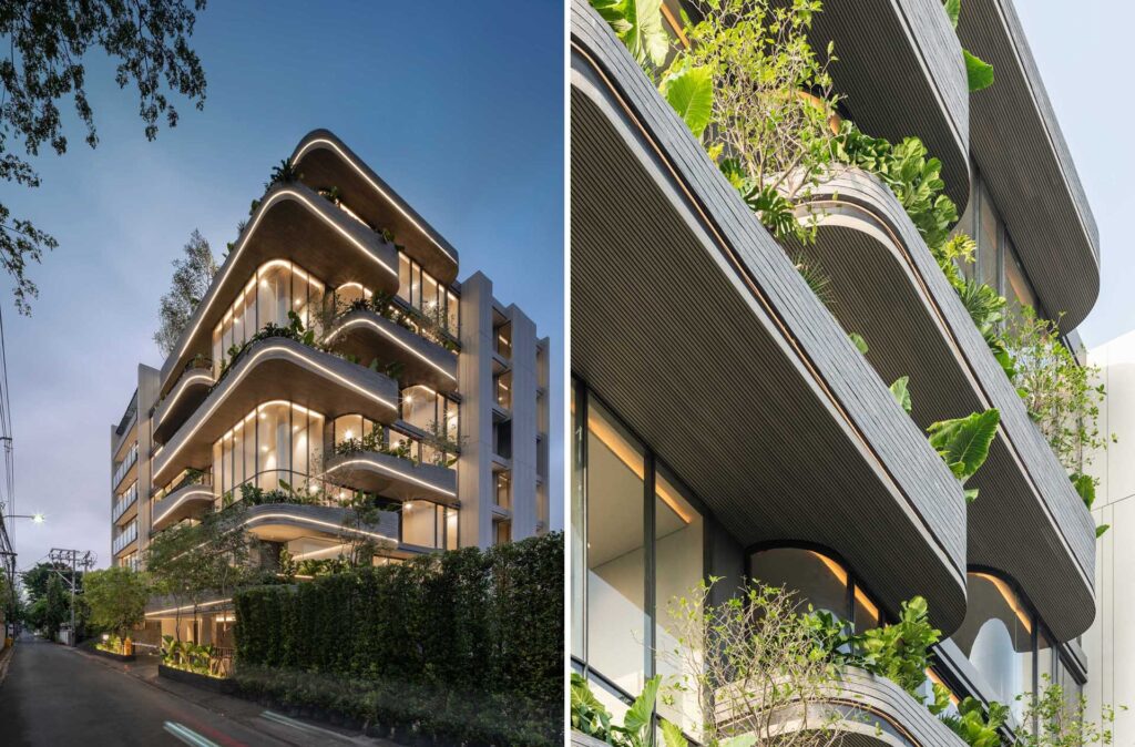 Lighting Is Used To Highlight The Rounded Balconies | International Design